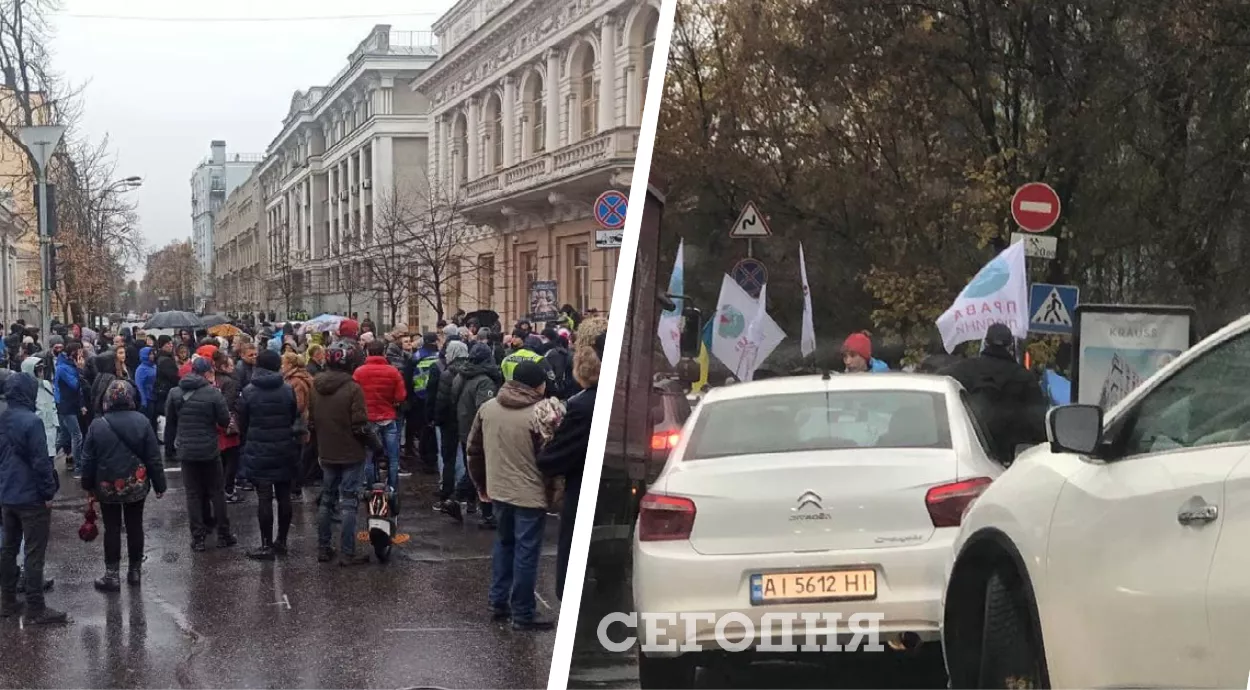 Антивакцинатори перекрили дороги у Києві. Фото: колаж "Сьогодні"
