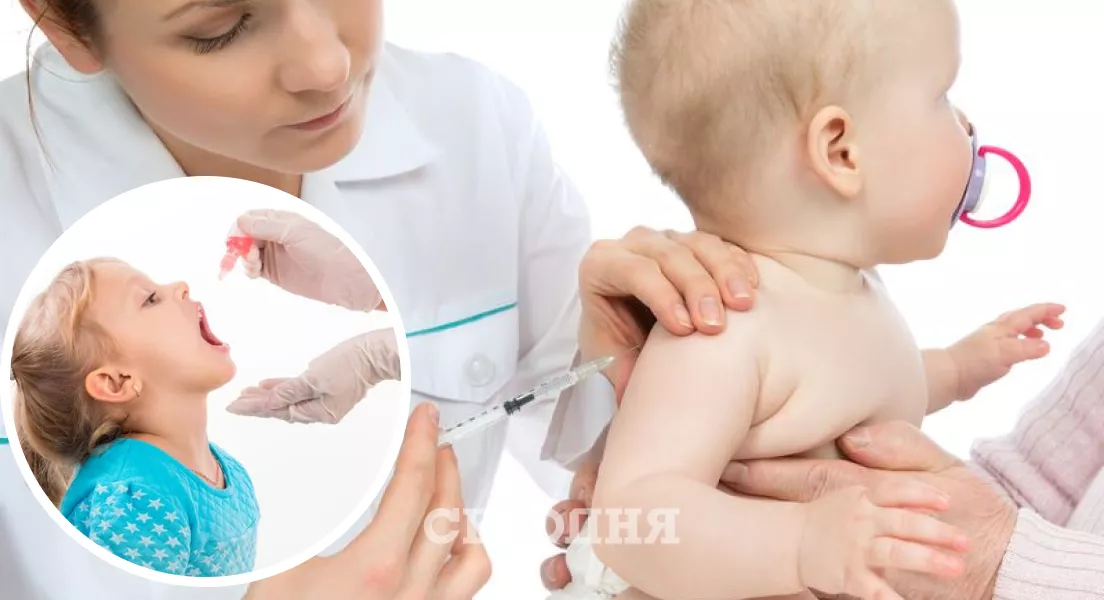 Вакцин проти поліомієліту два типи, в ін'єкціях та краплях, які капають дітям у рот