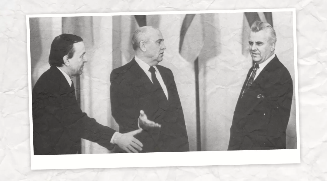Леонід Кравчук та Михайло Горбачов під час перемовин щодо нового Союзного договора, 1991 рік.