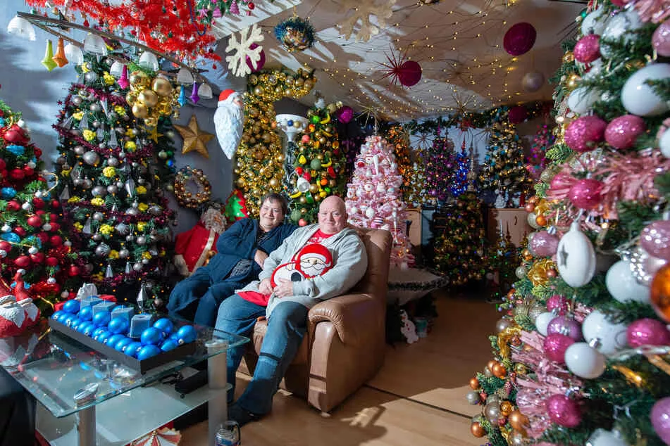 Пара из Германии установила у себя дома 444 новогодние елки