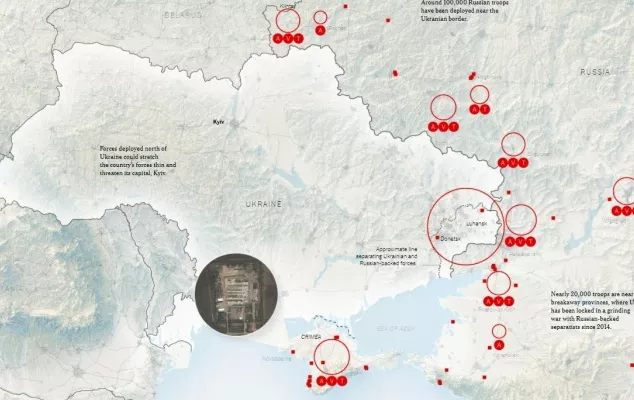 Карта NYT о войсках РФ на границе с Украиной 