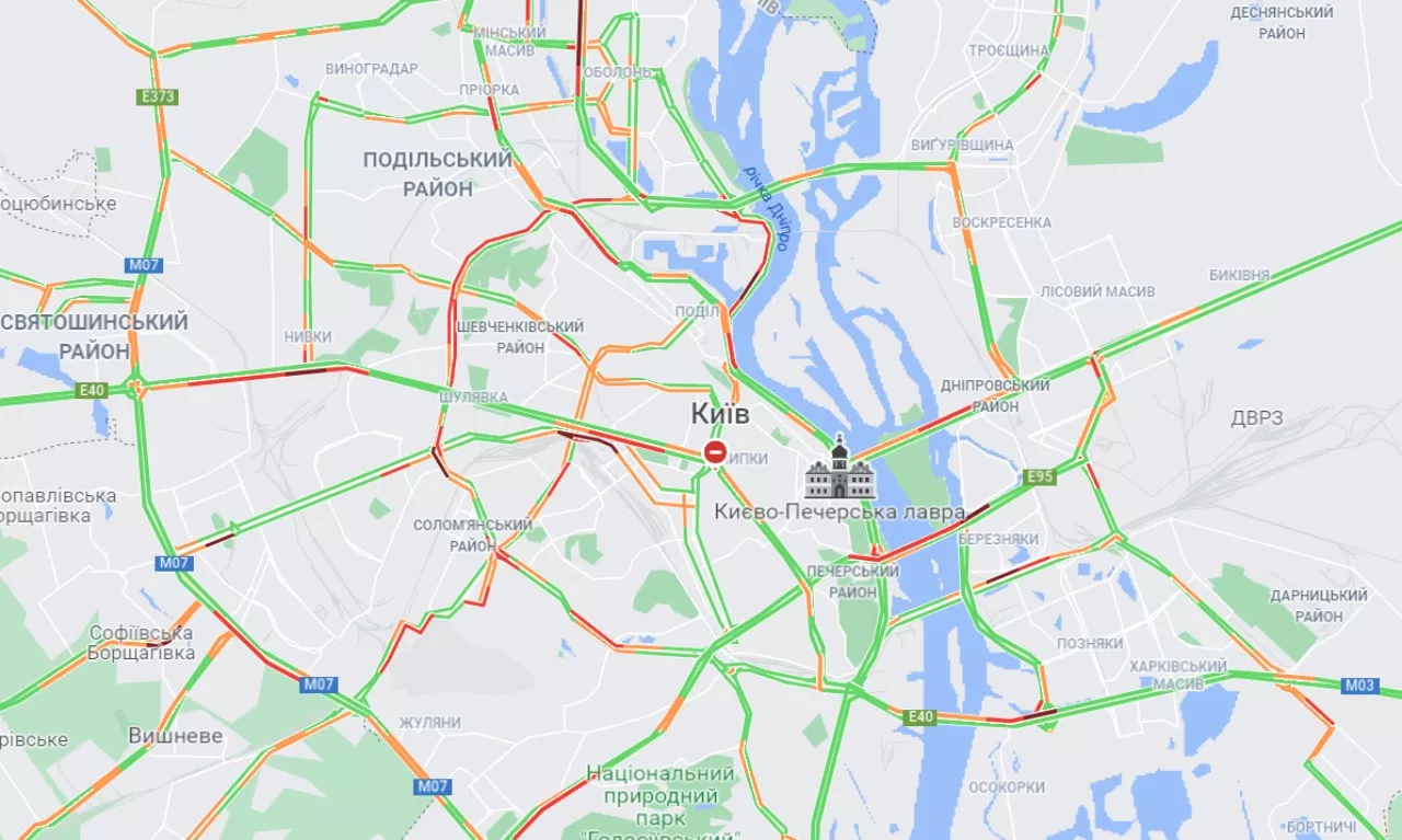 Пробки в столице / Фото: Google Maps
