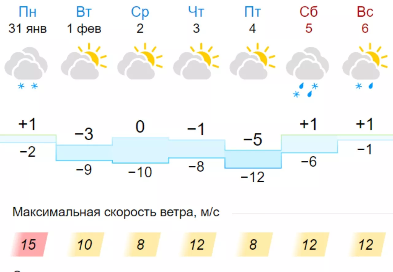 Погода у Києві на тиждень. Скрін: gismeteo.