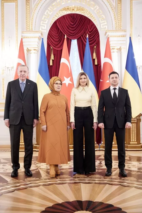 Олена та Володимир Зеленські на зустрічі з президентом Туреччини та його дружиною