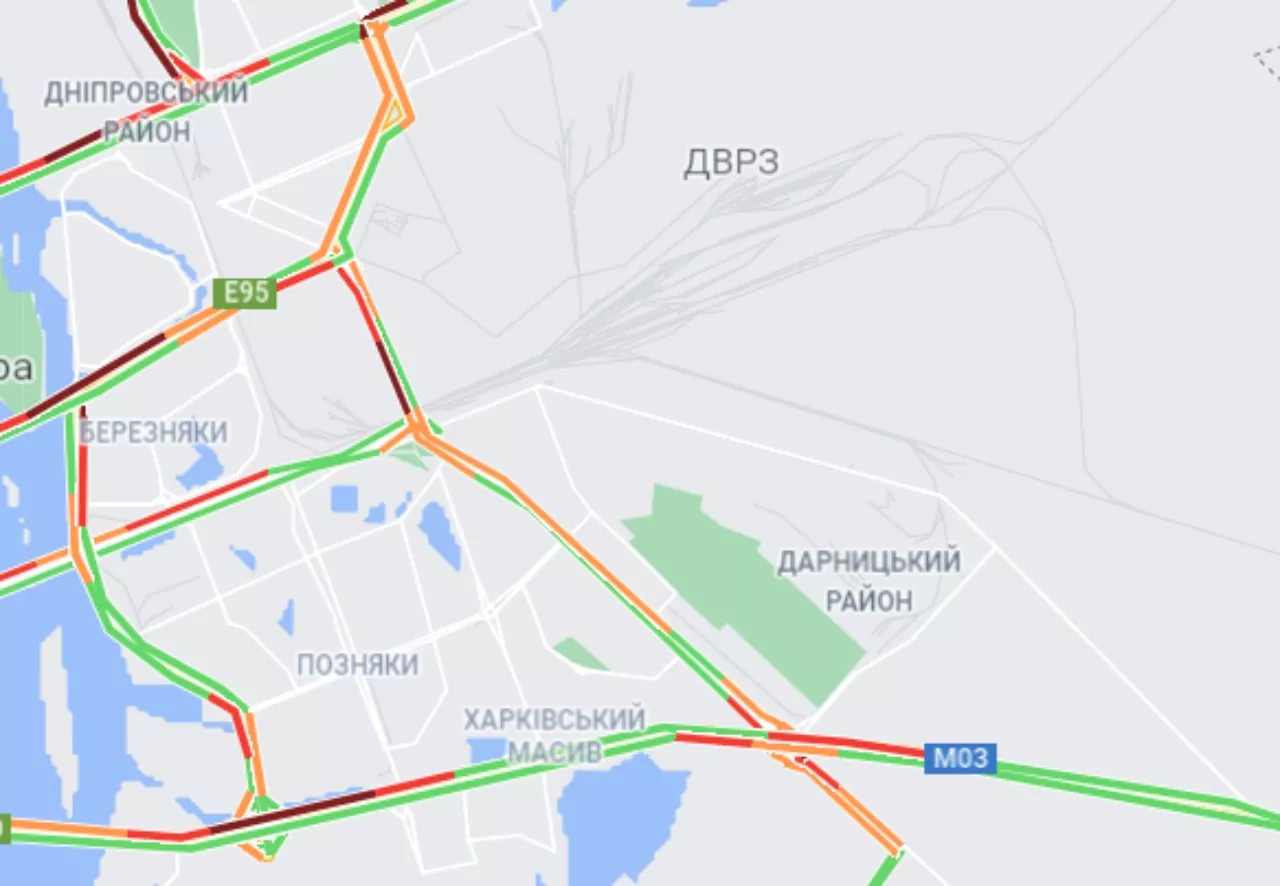 Пробки в Киеве. Фото: Google maps.