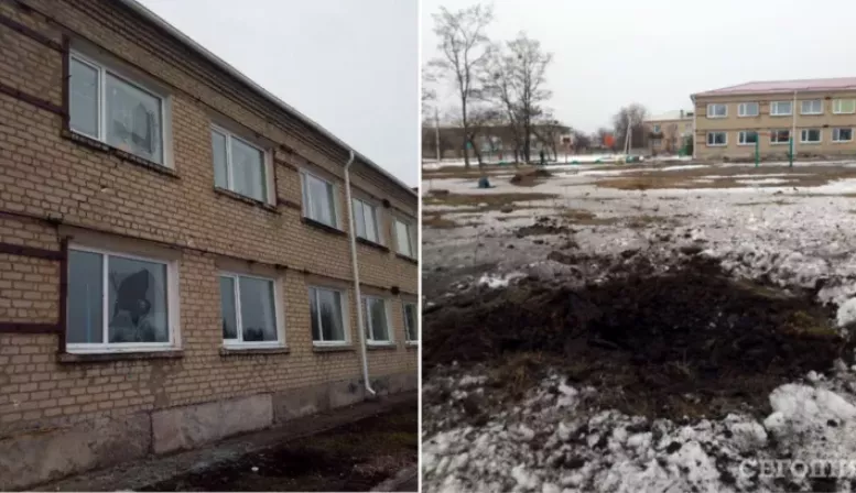 Снаряд боевиков разорвался во дворе лицея Врубовки