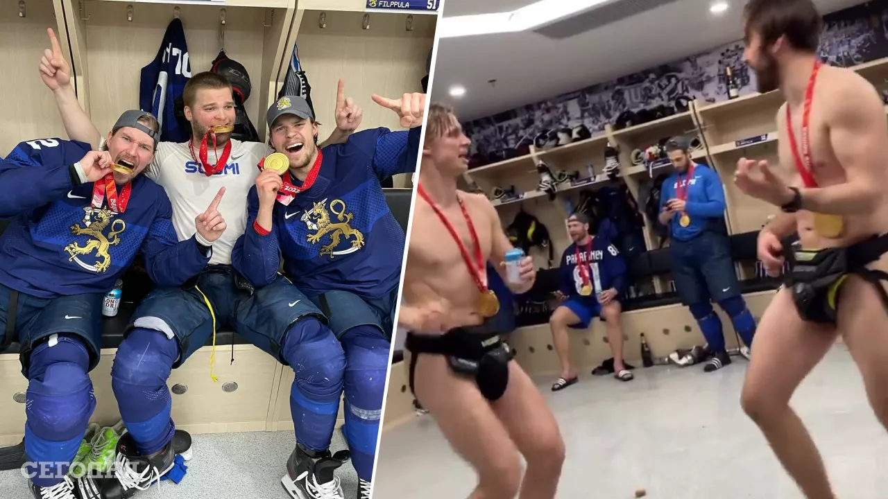 Фінські хокеїсти святкують перемогу на Олімпіаді