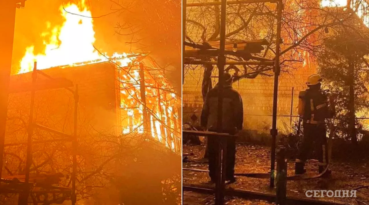 В Киеве в результате масштабного пожара полностью сгорел дом (фото)
