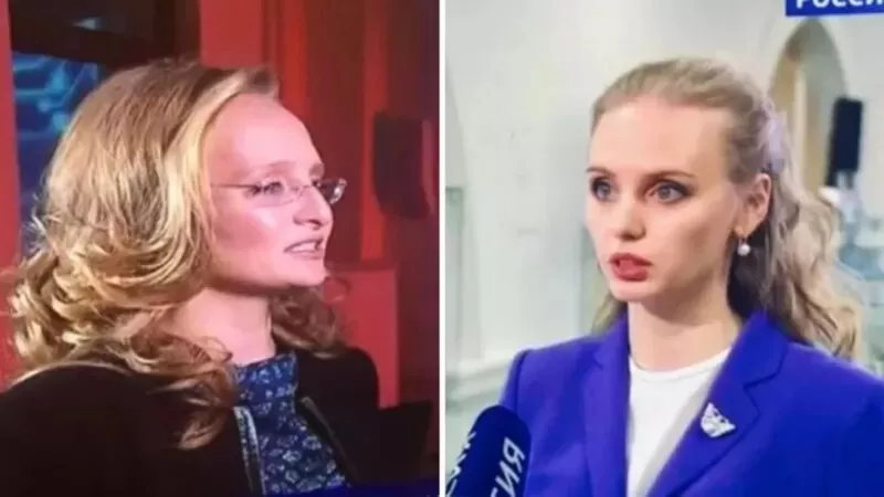 Екатерина Тихонова (слева) и Мария Воронцова, которых показывали по российскому телевидению, не уточняя, что это дочери Путина