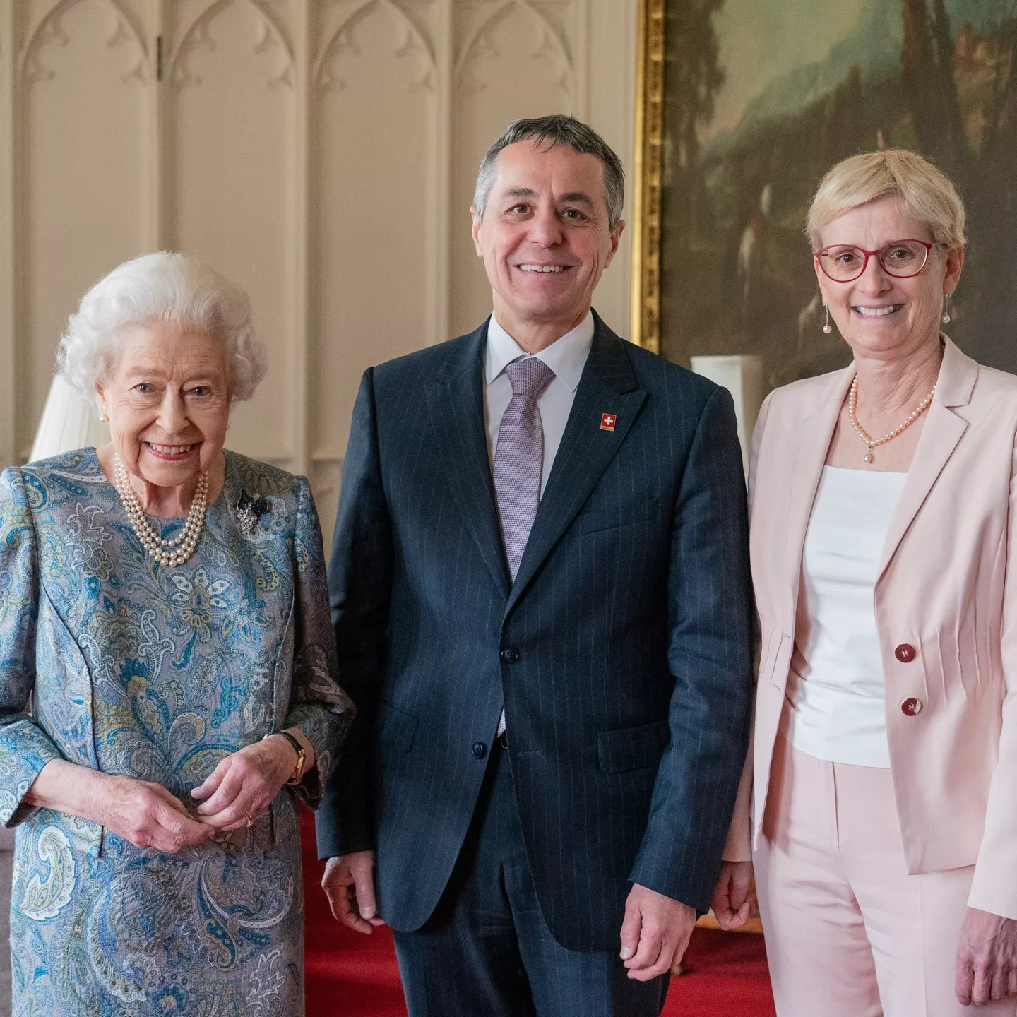 Елизавета II с президентом Швейцарии и его супругой