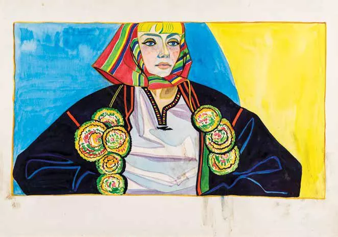 Натурщица, 1967 г. Бумага, акварель, 31×43