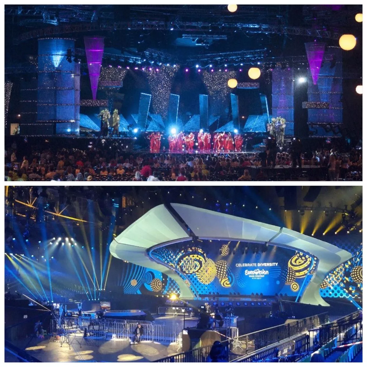 Сцена "Євробачення" у 2005 році/ 2017 році.
