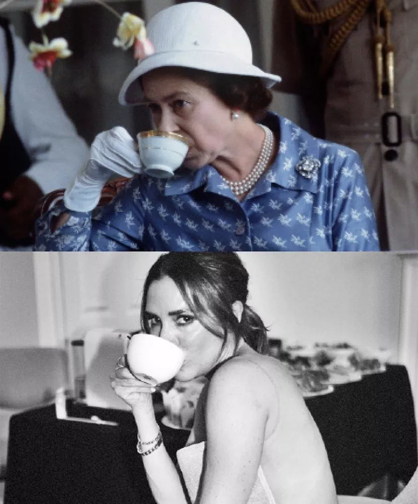 Виктория и Елизавета II с чашкой кофе