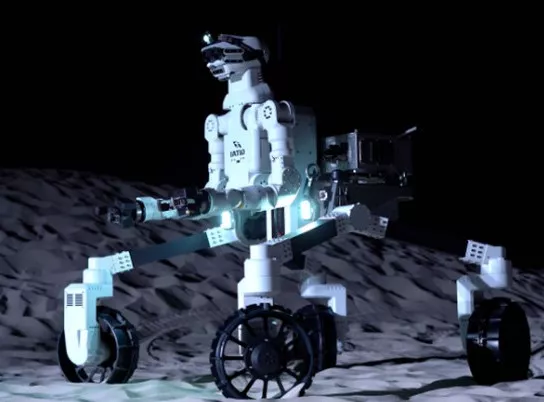 Во время недавнего испытания робот успешно передвигался по неровной местности на своих четырех колесах