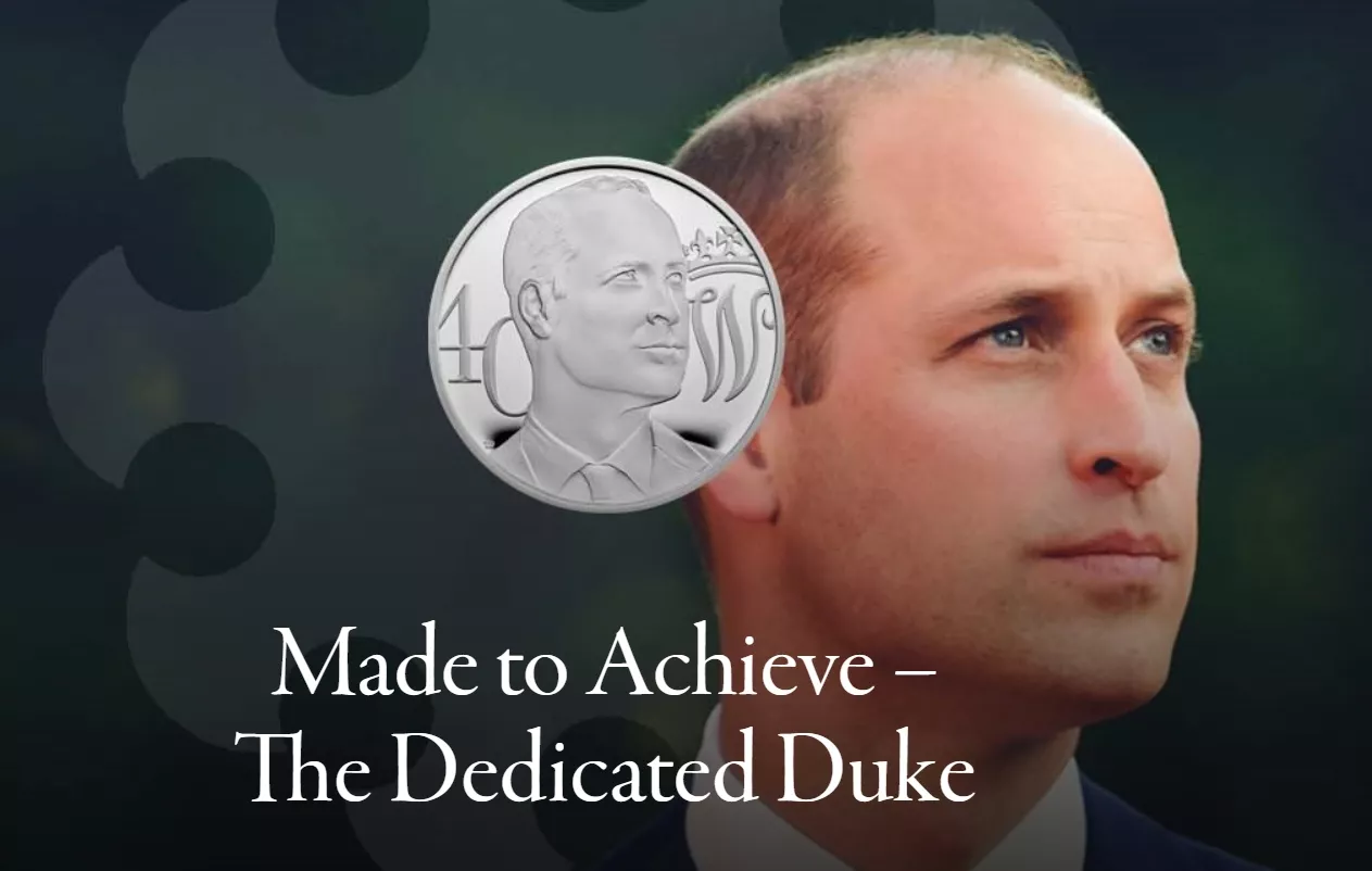 Принц Уильям и его портрет на памятной монете