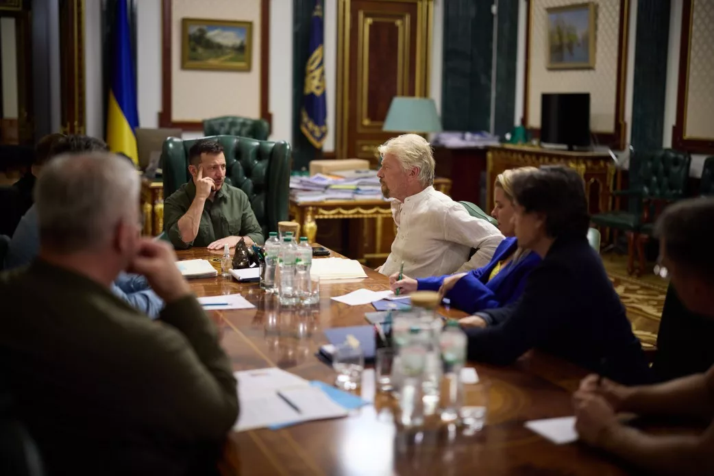 Зустріч президента України Володимира Зеленського з британським бізнесменом Річардом Бренсоном.