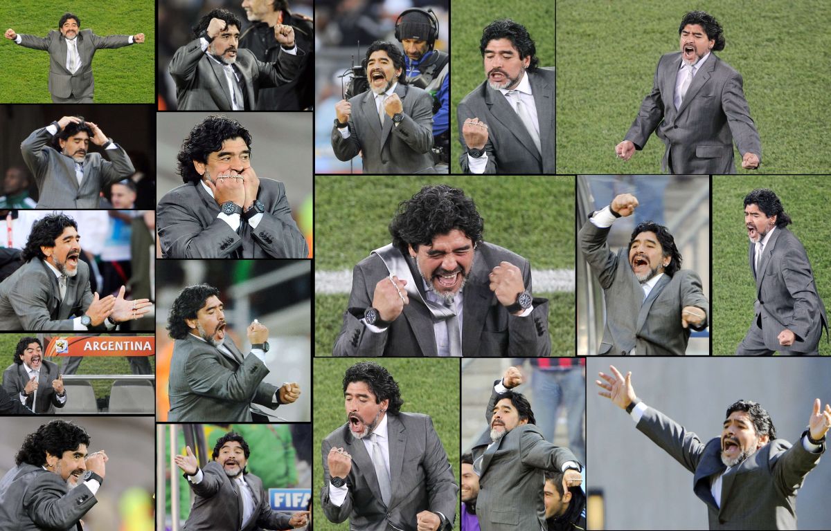 Эмоции Диего Марадоны на чемпионате мира 2010