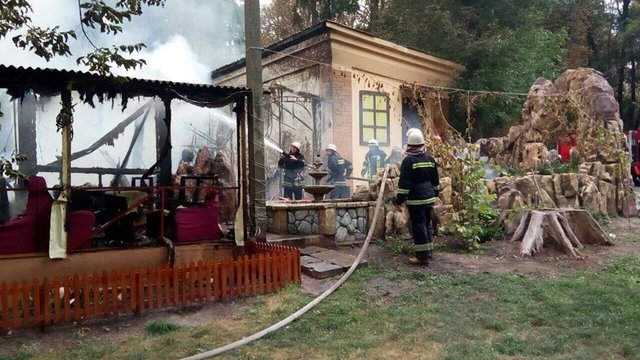 <p>Ресторан згорів практично вщент. Фото: facebook.com/DSNSKyiv</p>