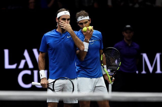 Надаль и Федерер сыграли в паре. Фото AFP