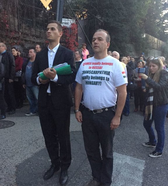 Митинг под посольством Украины в Венгрии, фото К.Зеленюк/Сегодня