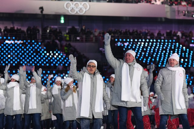 <p>Олімпійські атлети з Росії на церемонії відкриття Олімпіади-2018. фото AFP</p>