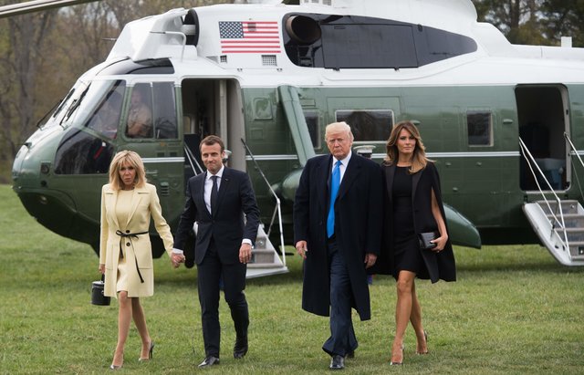 Дональд і Меланія Трамп приймали в Білому домі Еммануеля і Бріджит Макрон | Фото: Фото: AFP