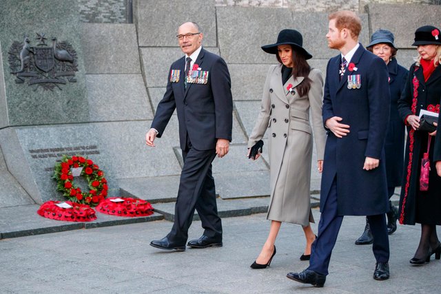 Меган і Гаррі взяли участь у церемонії вшанування пам'яті військовослужбовців | Фото: Фото: AFP