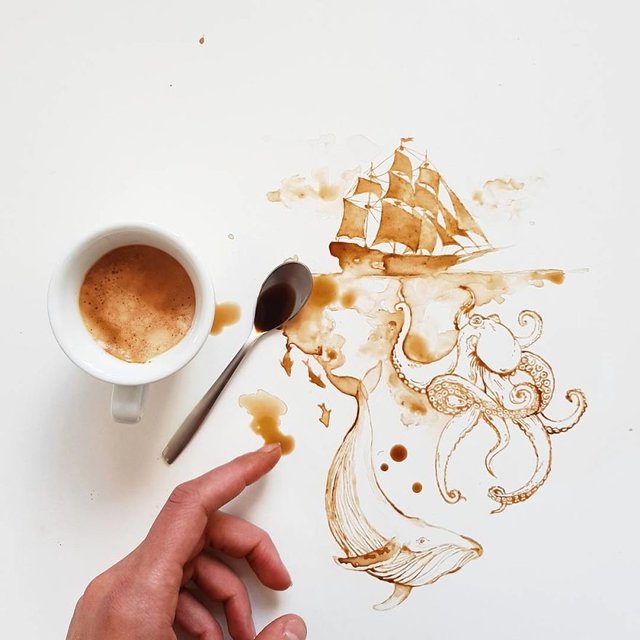 Малюнки з кави від італійської художниці Фото: instagram.com/bernulia