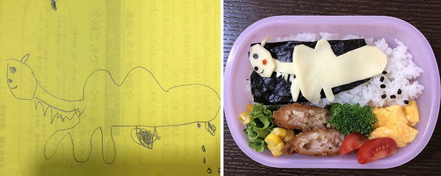 Японець створює бенто у вигляді малюнків дочки | Фото: Фото: twitter.com/geeseojeck