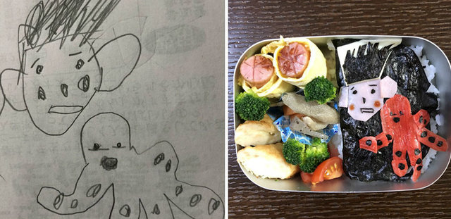Японец создает бэнто в виде рисунков дочери | Фото: Фото: twitter.com/geeseojeck