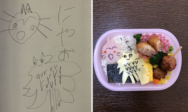 Японець створює бенто у вигляді малюнків дочки | Фото: Фото: twitter.com/geeseojeck