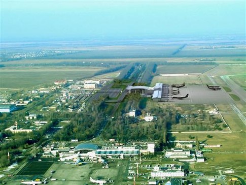"Вписался". Так разместят новое здание терминала D по отношению к уже существующим. Фото пресс-службы аэропорта Борисполь