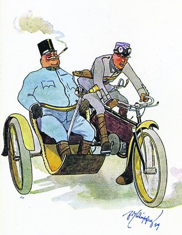 В австро-венгерской армии любили технику — на вооружении был даже трехколесный велосипед с коляской