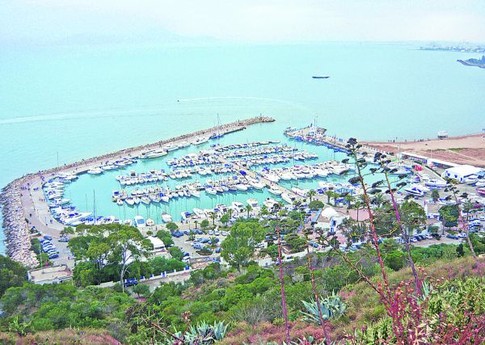 Тунисский залив. Такой вид открывается с холма бело-голубого города Сиди-Бу-Саида. Фото: Л. Колб