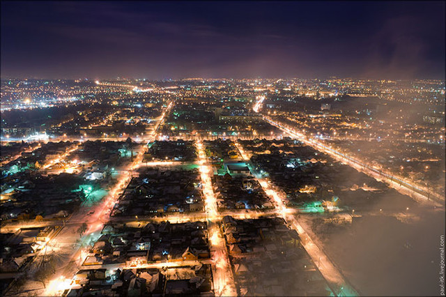Ночной Харьков с высоты 150 метров