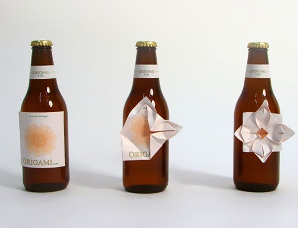 Этикетка-оригами <br /><br />
Для любителей сдирать этикетки с пивных бутылок. Дизайнер: Clara Lindsten.