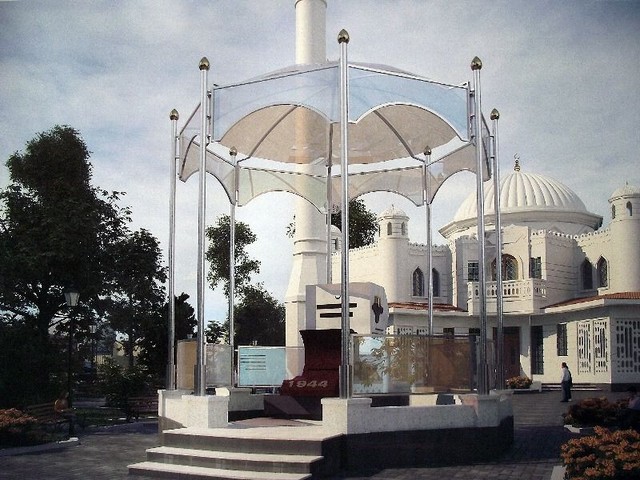Традиции. Мечеть в окружении беседок, клумб и с фонтаном. Фото: С.Сыч<br />
