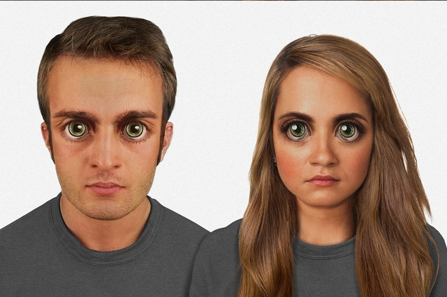 Через 100 000 лет: Сильное изменение облика человека. Глаза станут еще больше, значительно потемнеет кожа, еще немного увеличатся надбровные дуги. Возможно, за ушами появятся импланты с наночипами, которые будут устанавливать связь с различными внешними электронными устройствами