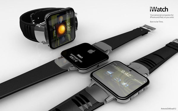Watch: смарт-часы от Apple<br />
На смарт-часы компании Apple под названием iWatch уже подана заявка в патентные бюро Японии, Турции, Мексики, Тайваня и России. Концепт iWatch разработан в сотрудничестве с инженерами Intel и предназначается для работы в паре со всеми смартфонами Apple. По сути, iWatch – это наручный компьютер, выполненный в лучших традициях компании Apple, так что техническая оснащенность гаджета серьёзная: карта памяти на 32 Гб, модули Wi-Fi и Bluetooth, камера для видеосвязи по FaceTime, шагомер и даже индикатор сердечного ритма. При этом на дисплей iWatch выводится практически весь интерфейс со смартфона: звонки, контакты, сообщения, уведомления, новости и т.д. Также при помощи 1.5-дюймового OLED-дисплея умных часов можно проводить дистанционную съёмку и определять своё местонахождение на карте. К выпуску готовится сразу несколько модификаций iWatch в разном дизайне.