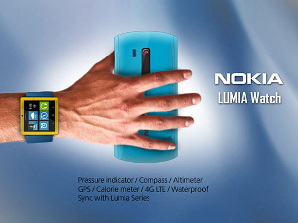 Nokia Lumia Watch для Windows-phone<br />
Компания Nokia решила не отставать от конкурентов и презентовала свой концепт умных часов под названием Nokia Lumia Watch. Наручный гаджет будет синхронизирован с телефонами Nokia Lumia и оснащен Bluetooth, GPS, модулем 4G LTE, камерой для видео звонков, цифровым компасом, датчиком давления, счётчиком калорий и даже высотомером. На сенсорном дисплее будет располагаться стандартный интерфейс для Windows-phone.