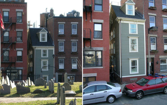 3.Бостон, США<br />
Толщина  дома – около 3х метров. Его еще называют "домом злости", так как он был построен специально для того, чтобы загораживать солнце соседям.<br />
