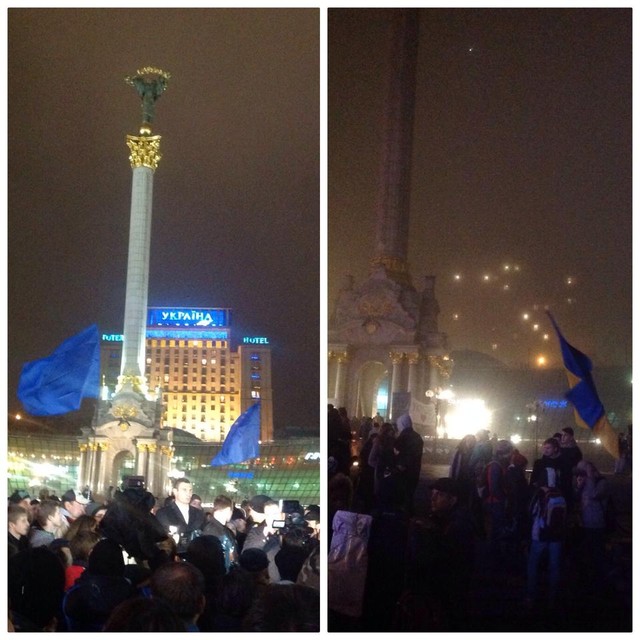 На Майдане отключили подсветку зданий. Фото: Алексей Давиденко