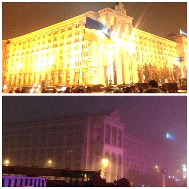 На Майдане отключили подсветку зданий. Фото: Алексей Давиденко