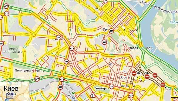 Скриншот Яндекс.Карты, Киев, 12.00