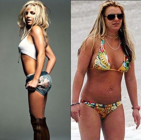 Американская поп-певица Бритни  Спирс в 2009 году заметно поправилась. Чтобы сбросить лишний вес певица прошла курс дорогих процедур против целлюлита и долгое время сидела на диете.