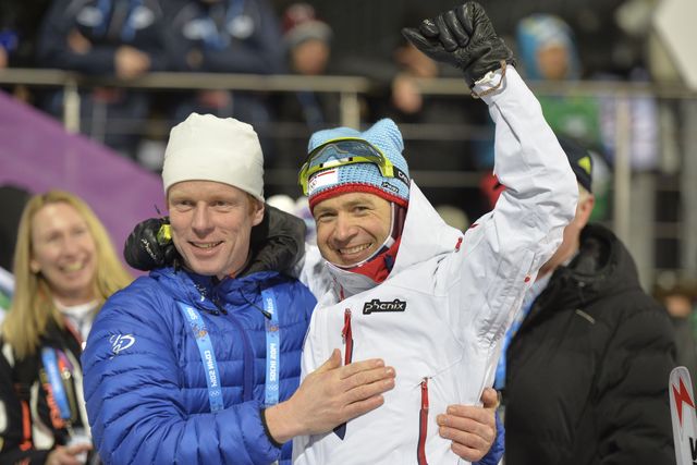 Бьерн Дели и Оле-Эйнар Бьорндален. Фото AFP