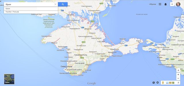 Google – Крим, як невизначена територія