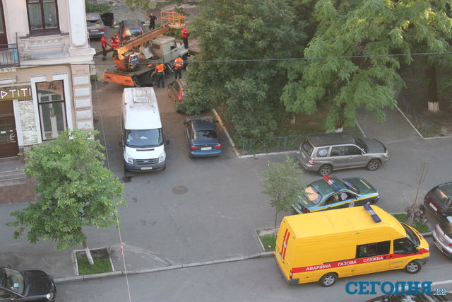 На Саксаганского дерево упало на два автомобиля. Фото: "Сегодня", А.Ревнова