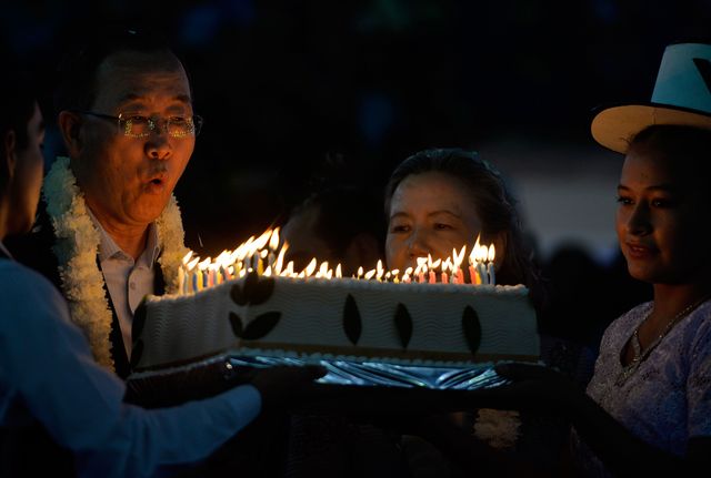Генсек ООН отпраздновал 70-летие в Боливии, фото AFP