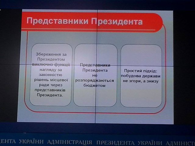 <p><span>Зубко показав слайди про зміни до Конституції. Фото: А. Біловол</span></p>